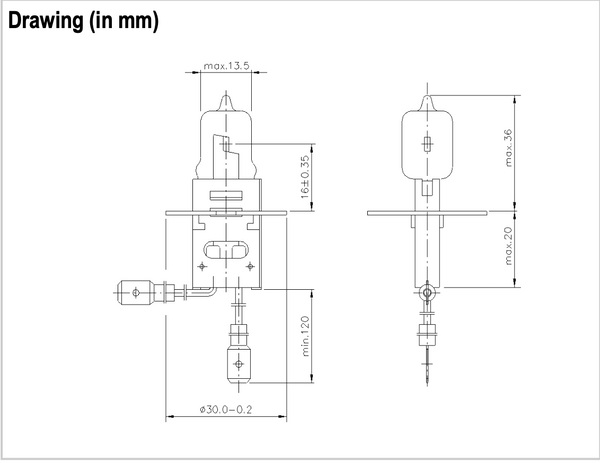 Narva 58326, 6303LL 6.6A 45W PK30d Airfield Lamps (Qty. 2)